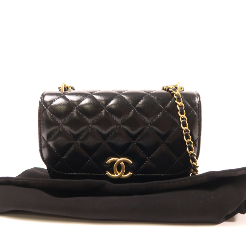 CHANEL 牛皮皮革Chain Shoulder Bag金扣鏈帶肩背袋-13