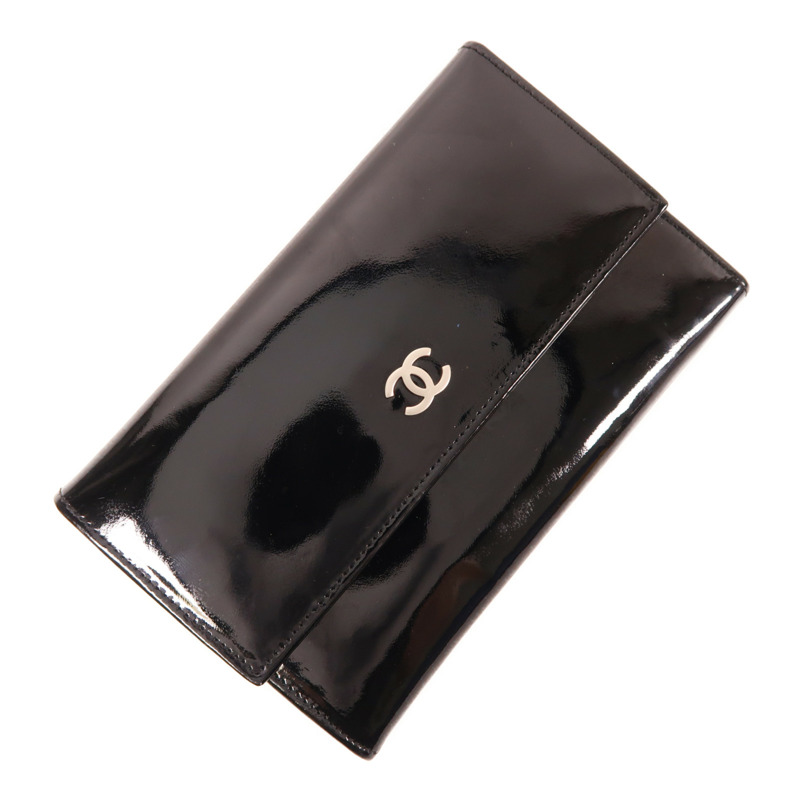 CHANEL 漆皮皮革Wallet銀扣錢包-2