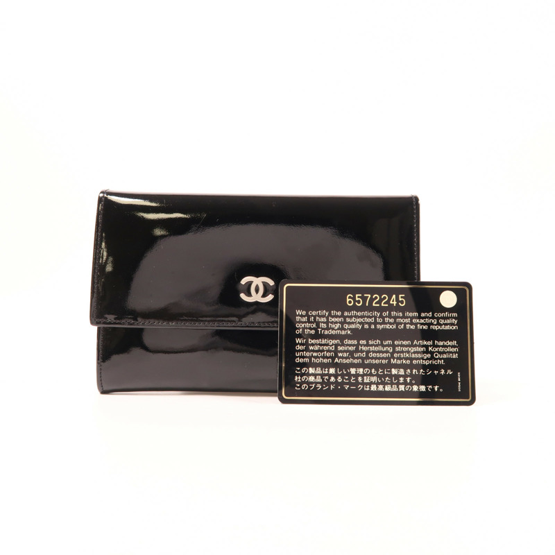 CHANEL 漆皮皮革Wallet銀扣錢包-13