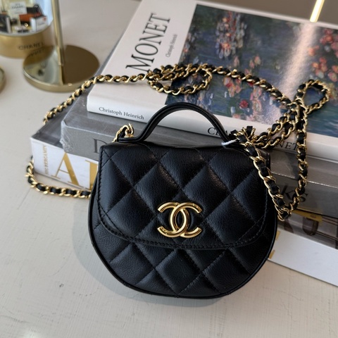 CHANEL 黑色Mini手柄馬鞍包