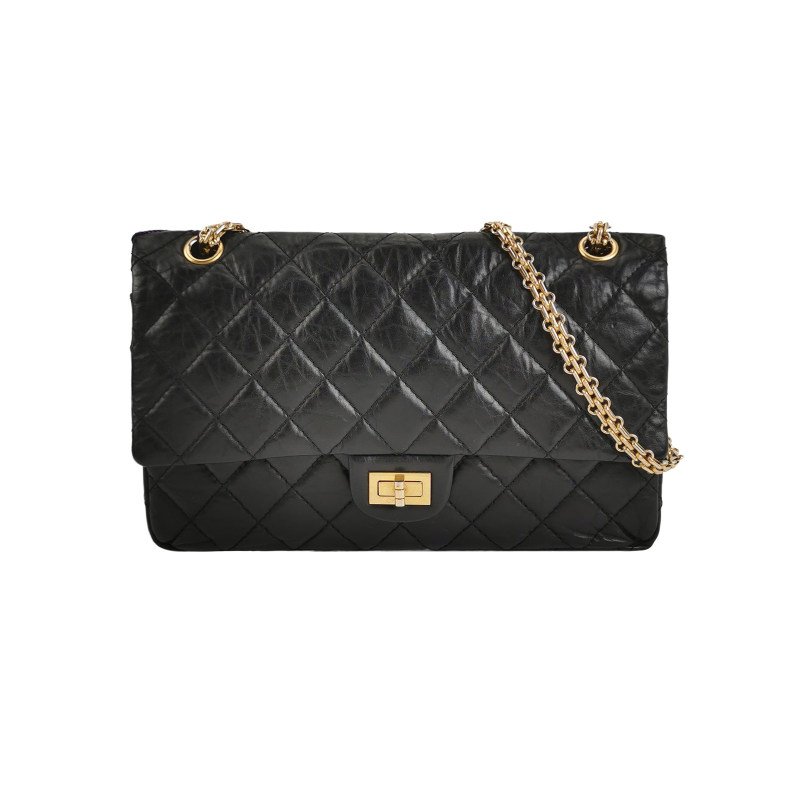 Chanel 2.55 Flag Bag 經典款 大號 油蠟皮 菱格絎縫 長方形旋扣 單肩包-0