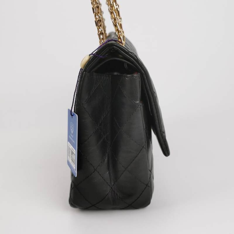 Chanel 2.55 Flag Bag 經典款 大號 油蠟皮 菱格絎縫 長方形旋扣 單肩包-3