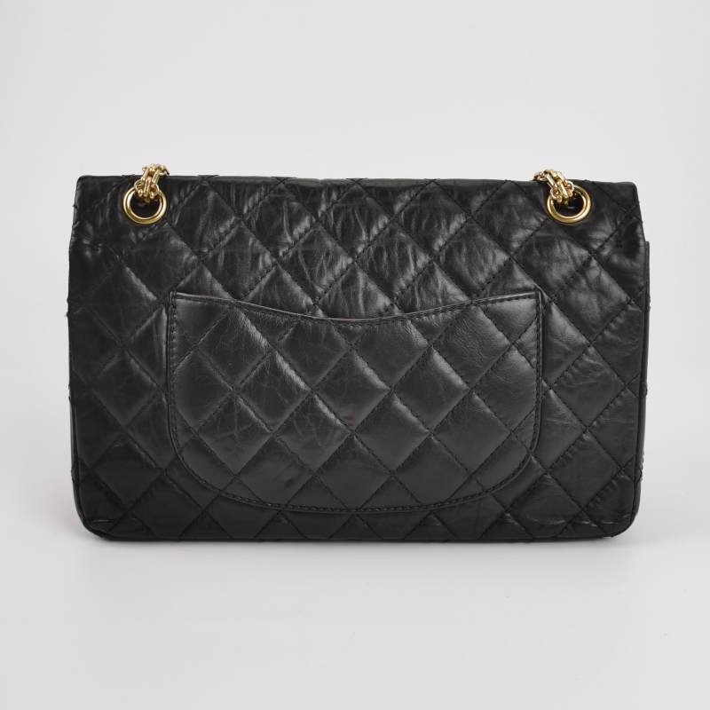 Chanel 2.55 Flag Bag 經典款 大號 油蠟皮 菱格絎縫 長方形旋扣 單肩包-4