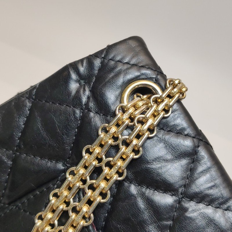 Chanel 2.55 Flag Bag 經典款 大號 油蠟皮 菱格絎縫 長方形旋扣 單肩包-13