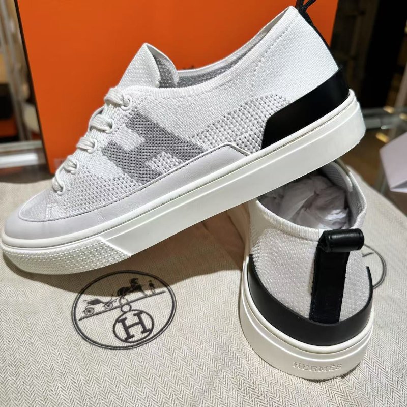 Hermes Sneaker Homme Mesh Technique Shoes 愛馬仕科技布白鞋-0