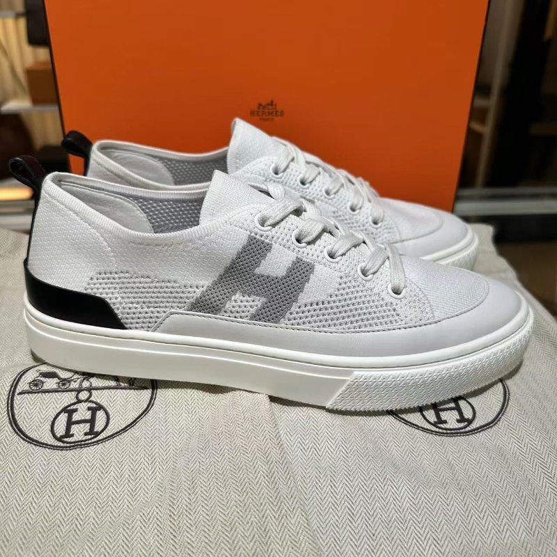 Hermes Sneaker Homme Mesh Technique Shoes 愛馬仕科技布白鞋-1