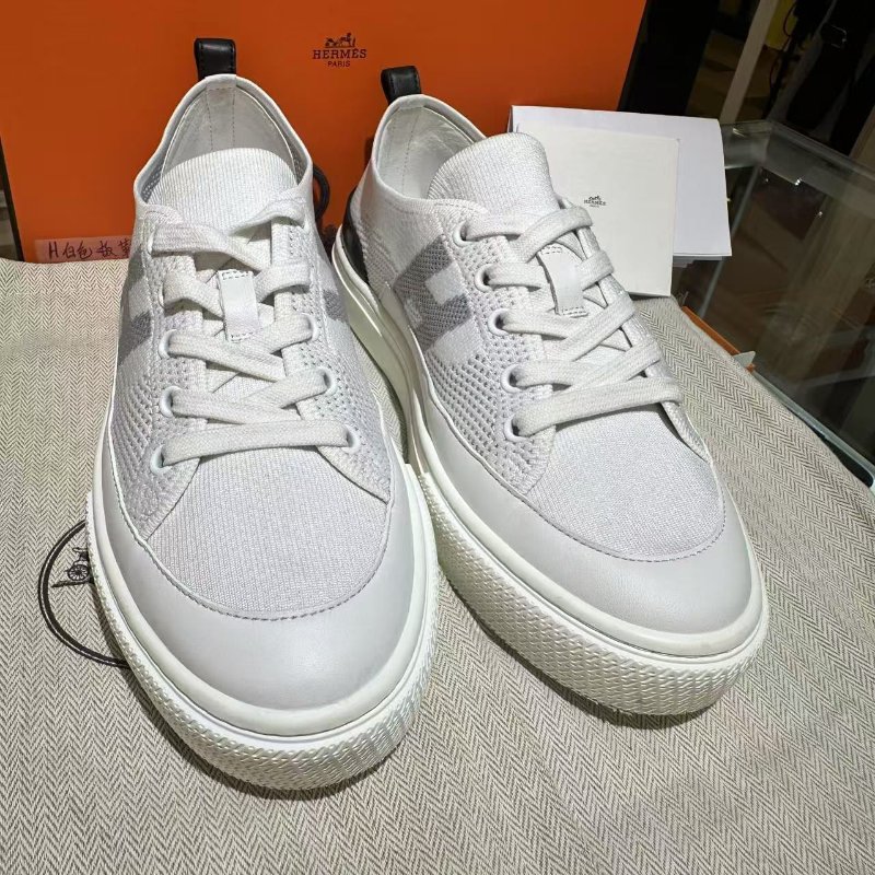 Hermes Sneaker Homme Mesh Technique Shoes 愛馬仕科技布白鞋-3
