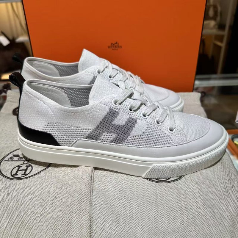 Hermes Sneaker Homme Mesh Technique Shoes 愛馬仕科技布白鞋-4