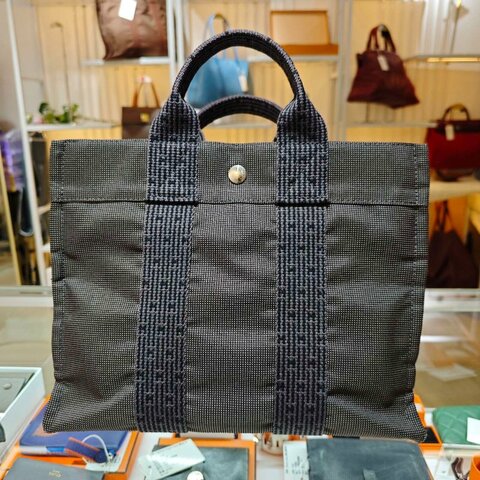Hermes Vintage Ale Line MM 銀扣手挽 灰色袋