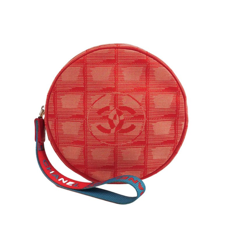 Chanel Travel Line 帆布 拼色 雙C Logo 冰格紋 中古手提包-0