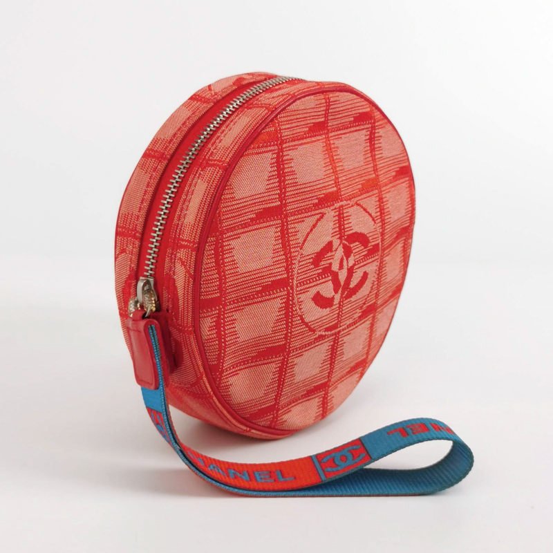 Chanel Travel Line 帆布 拼色 雙C Logo 冰格紋 中古手提包-2