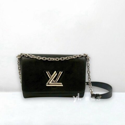 LV TWIST MM 黑色水波紋銀色轉釦下蓋包/M21110