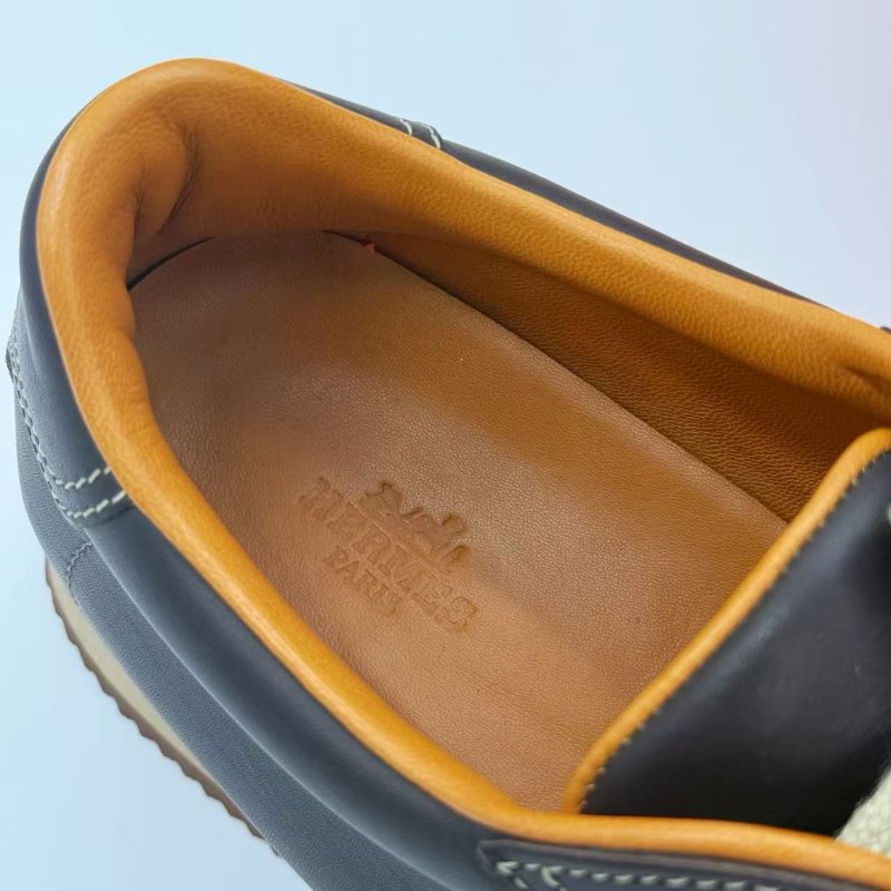 未使用品 (專櫃35,800) HERMES 愛馬仕 黑棕色 牛皮 復古 德遜鞋 休閒鞋 EU40（適合 EU39）-1