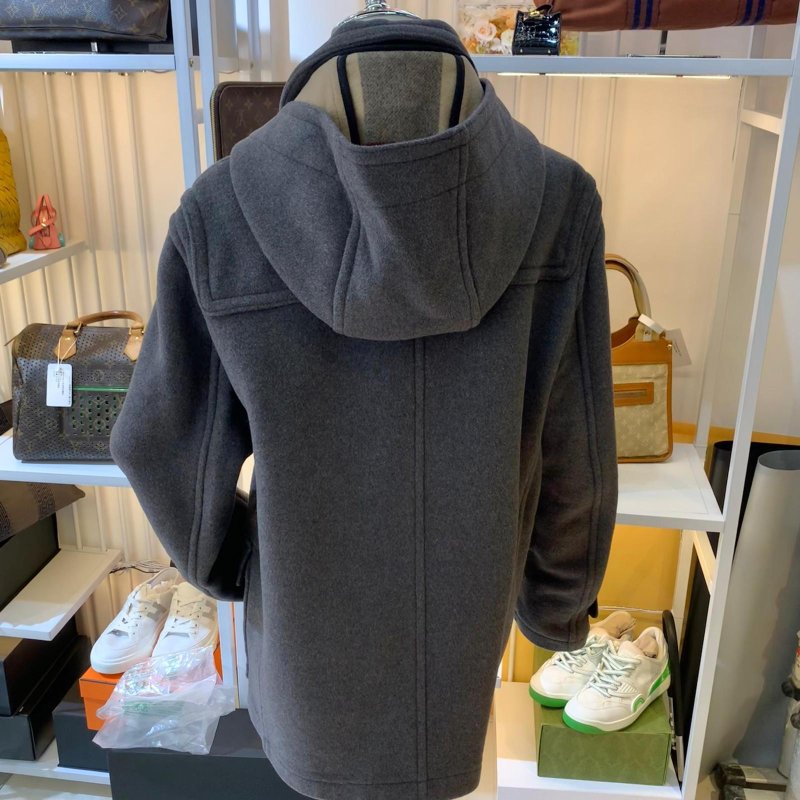 Burberry/巴寶莉 中長款男裝外套 牛角扣皮毛一體棉服 經典款連帽戰地獵人裝 走秀款-1