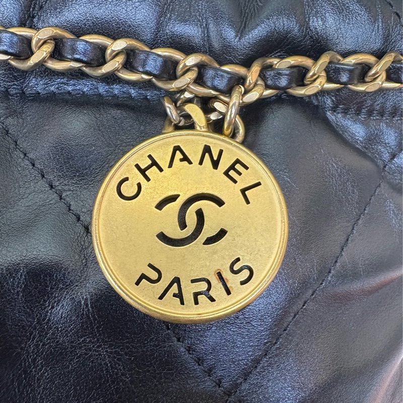 Chanel 香奈兒 22bag Mini黑色金扣 小垃圾包-13