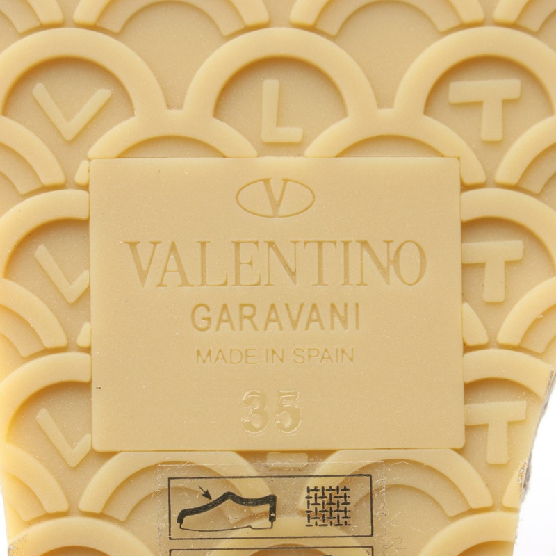 Valentino Garavani 坡跟涼鞋 Fabric Raffia 海軍藍 紅色 米色 #35 二手 女士-5