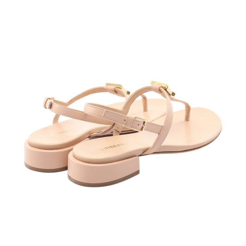 BURBERRY 標誌涼鞋 真皮粉紅 37 號 二手 女款-1