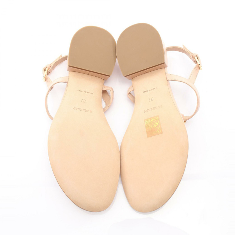 BURBERRY 標誌涼鞋 真皮粉紅 37 號 二手 女款-3