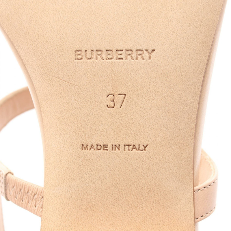 BURBERRY 標誌涼鞋 真皮粉紅 37 號 二手 女款-5