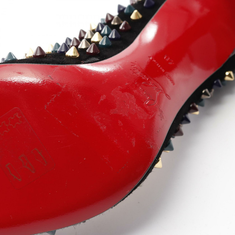 Christian Louboutin FOLLIES SPIKES 絨面革高跟鞋 黑色多色 #40 二手女款-6