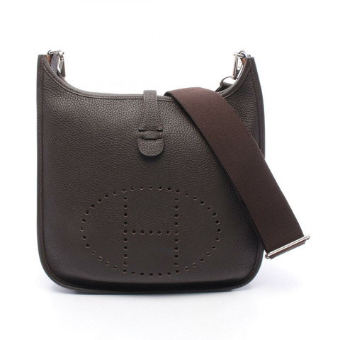 HERMES Evelyne TPM 單肩包 Clemence 皮革 棕色 Evennes 二手 女款 Z SHW