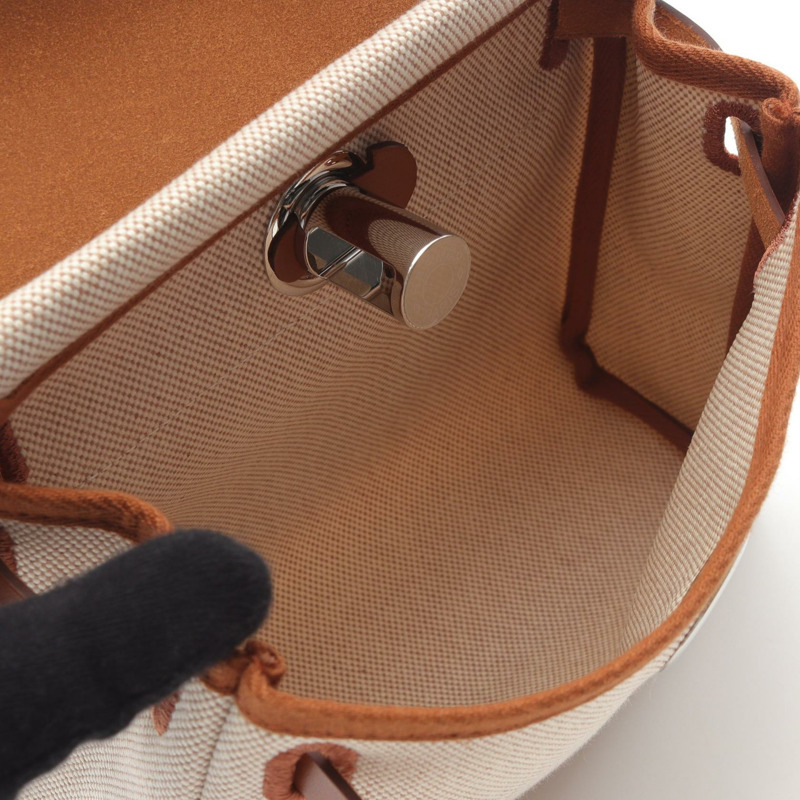 愛馬仕 Airbag Zip Mini 斜背肩背包,Toile H 帆布皮革,米棕色-2