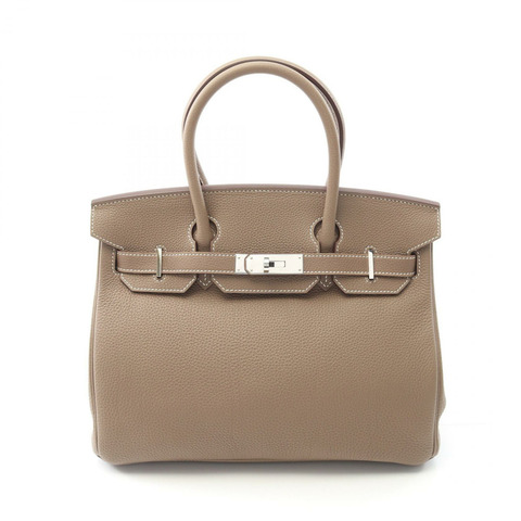 HERMES Birkin 30 手提包 Togo 皮革 棕色 Etoupe 灰色 二手 女款 SHW Y