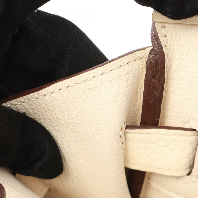 愛馬仕白金包 30 手提包 Clemence 皮革 米色 Nata 二手 女款 U SHW-4