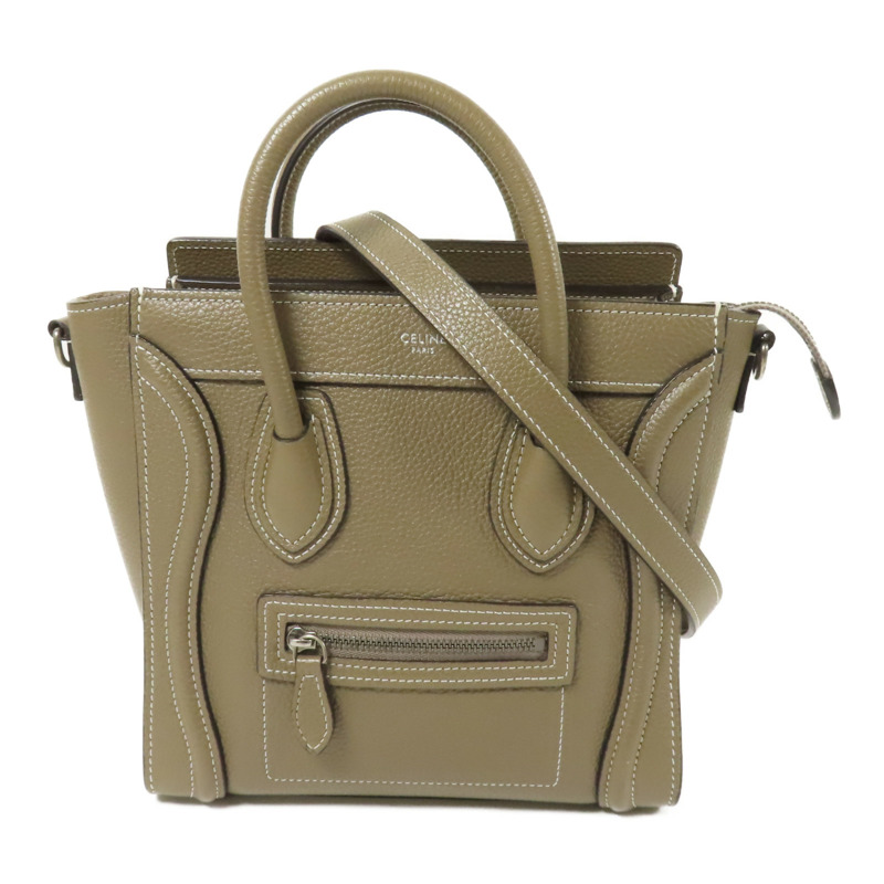 CELINE 牛皮皮革Nano Luggage銀扣手挽肩背兩用袋-0
