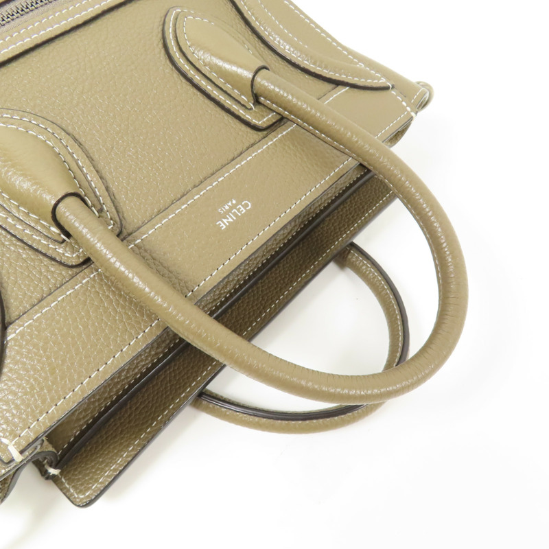 CELINE 牛皮皮革Nano Luggage銀扣手挽肩背兩用袋-8