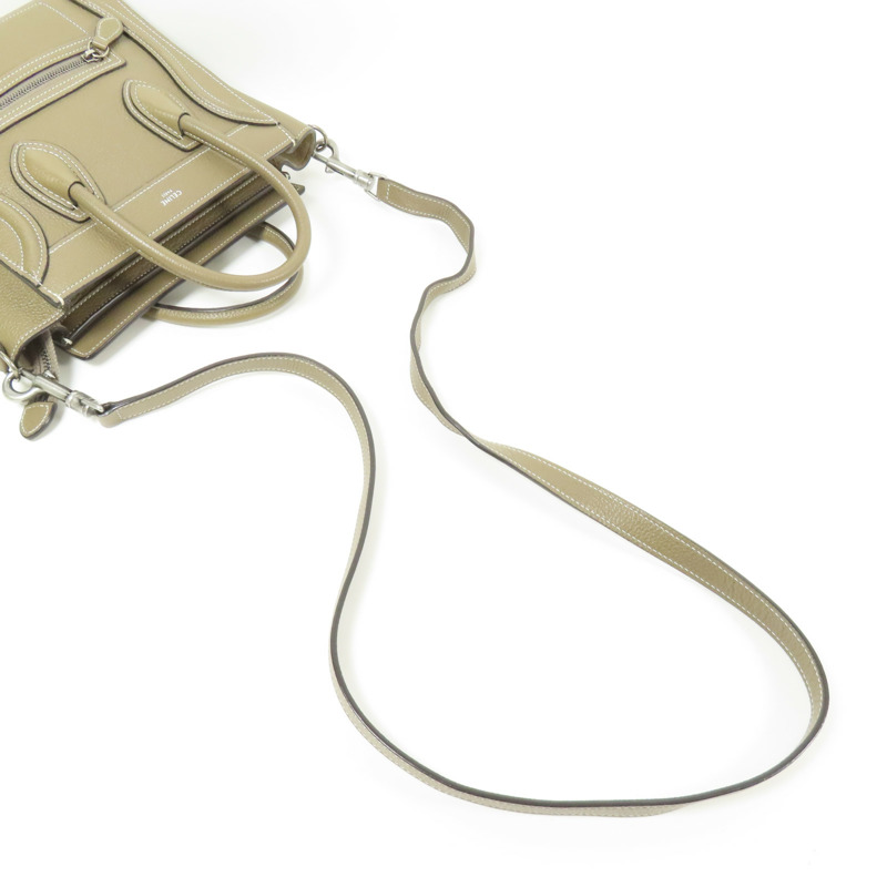 CELINE 牛皮皮革Nano Luggage銀扣手挽肩背兩用袋-9