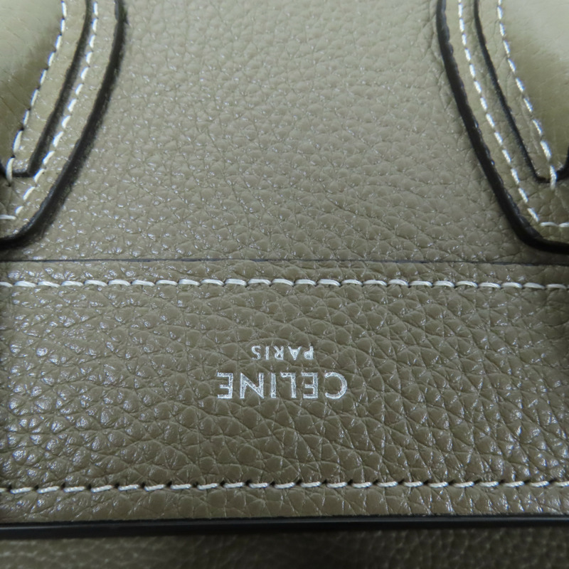 CELINE 牛皮皮革Nano Luggage銀扣手挽肩背兩用袋-11