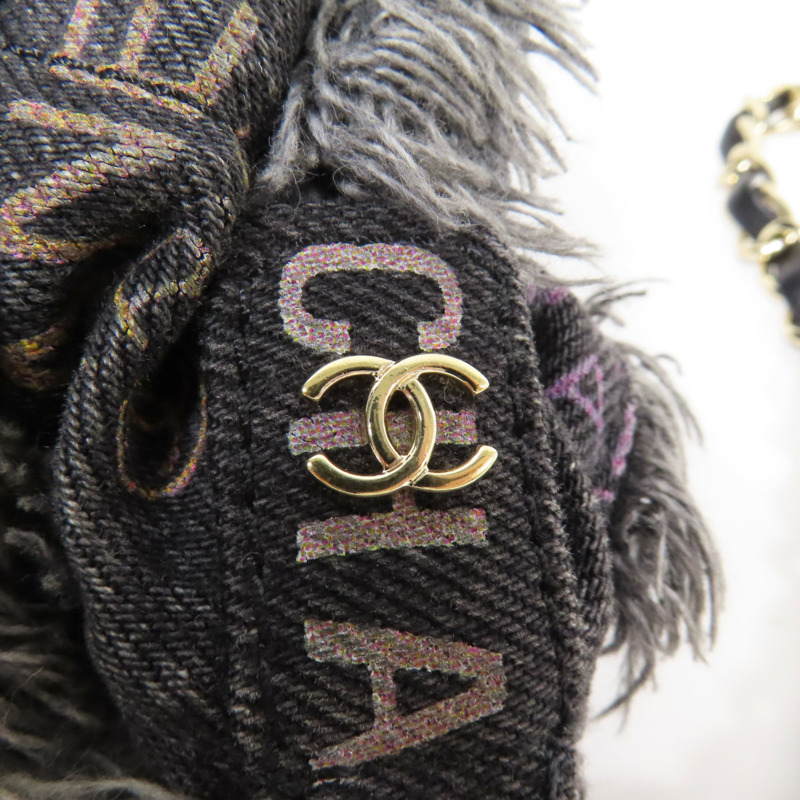 CHANEL 牛仔布Bucket Bag銀扣鏈帶肩背袋-10