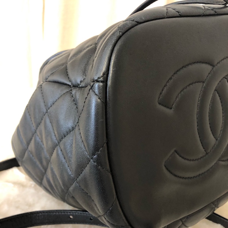 Chanel 黑銀羊皮薩爾茨堡 雙肩包-6