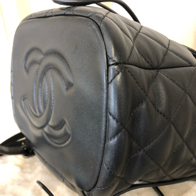 Chanel 黑銀羊皮薩爾茨堡 雙肩包-7