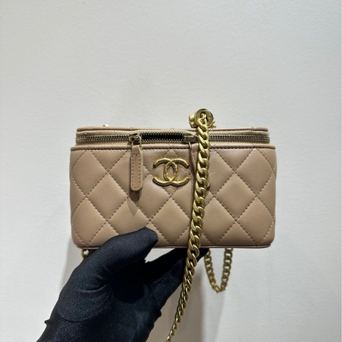 Chanel 香奈兒 22K 金球長盒子 米色