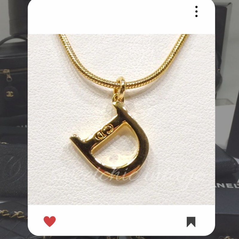 8月新品上架 🔥甜價 限時折扣 💖 ✨Dior Logo necklace 金色復古氣質款頸鏈 經典DIOR 頸項款-0