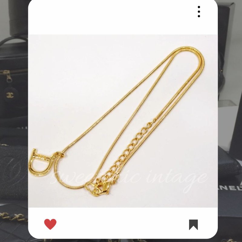 8月新品上架 🔥甜價 限時折扣 💖 ✨Dior Logo necklace 金色復古氣質款頸鏈 經典DIOR 頸項款-1