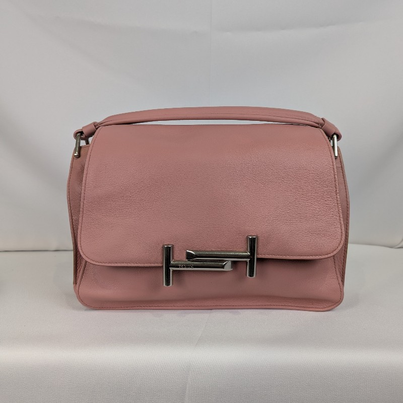 莉亞精品♡Tod's 牛皮翻蓋包 粉色 二手美包-4