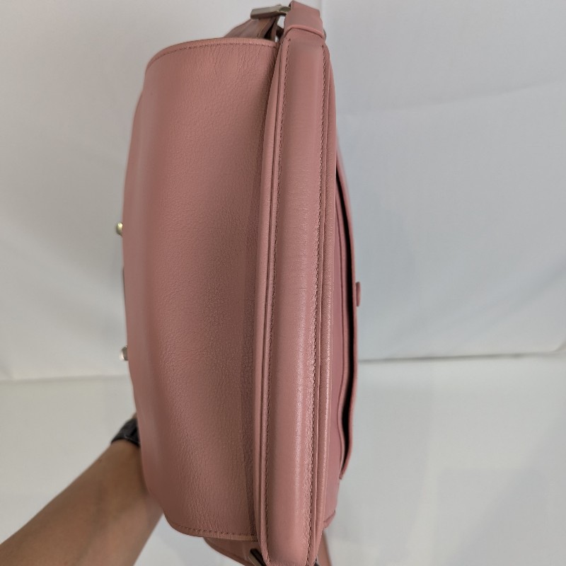 莉亞精品♡Tod's 牛皮翻蓋包 粉色 二手美包-8