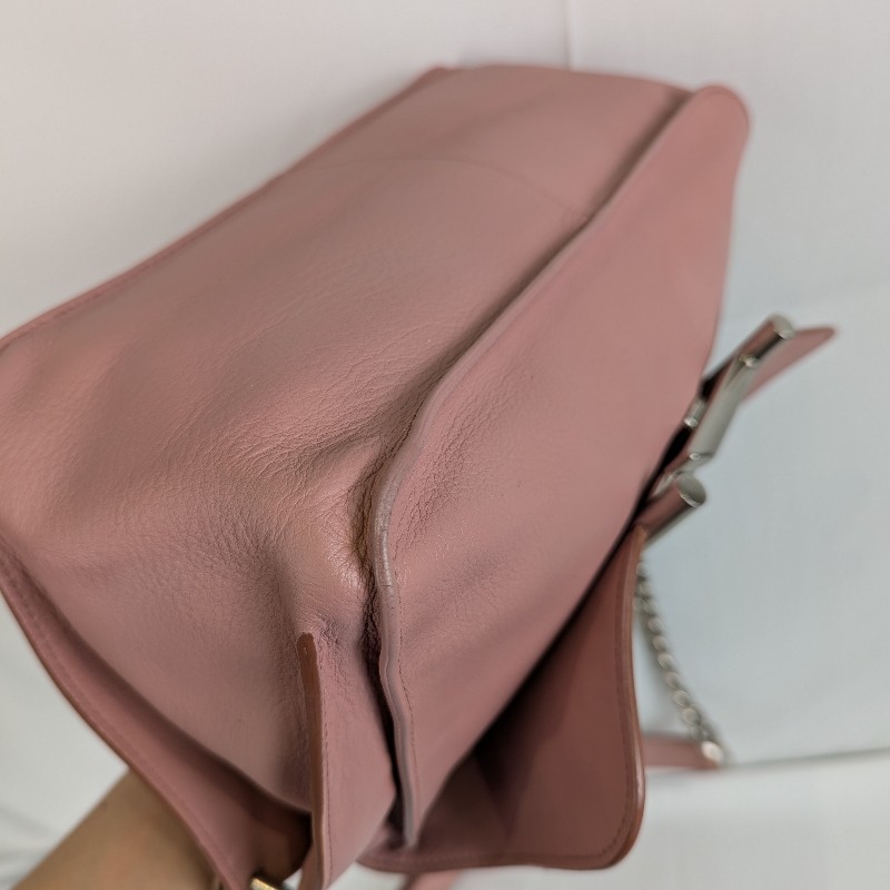 莉亞精品♡Tod's 牛皮翻蓋包 粉色 二手美包-11