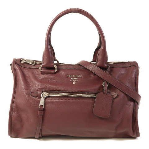 PRADA 牛皮皮革2 Way Shoulder銀扣手挽肩背兩用袋