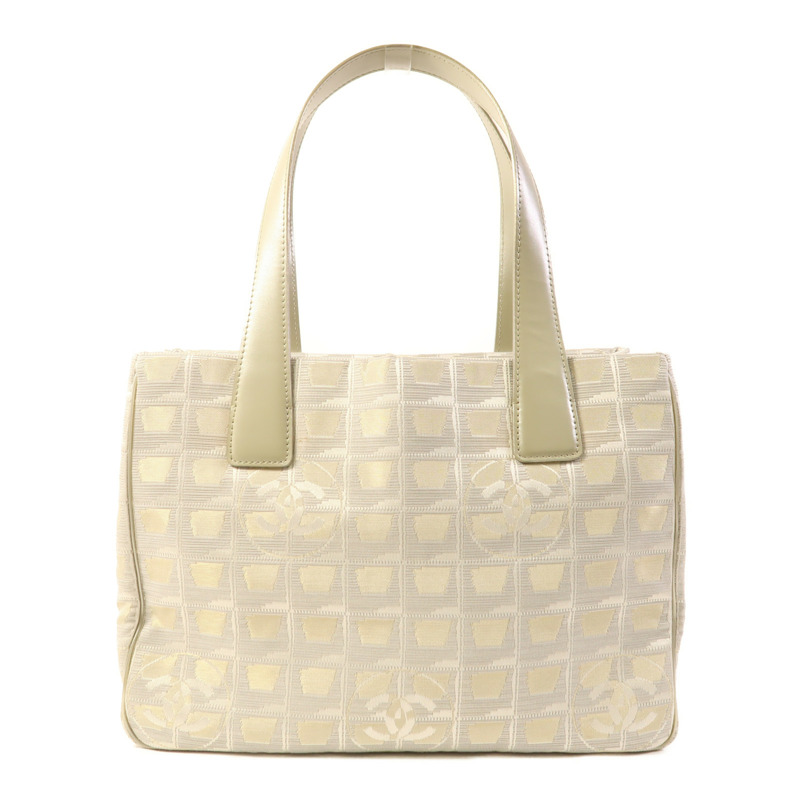 CHANEL 帆布Tote Bag銀扣肩背袋-1