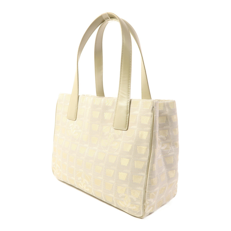CHANEL 帆布Tote Bag銀扣肩背袋-2
