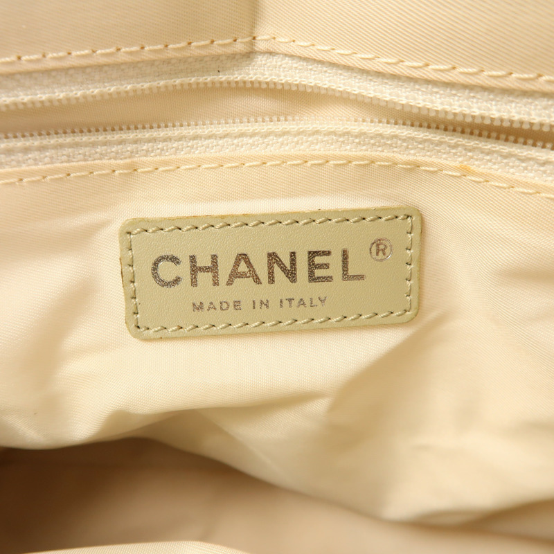 CHANEL 帆布Tote Bag銀扣肩背袋-5