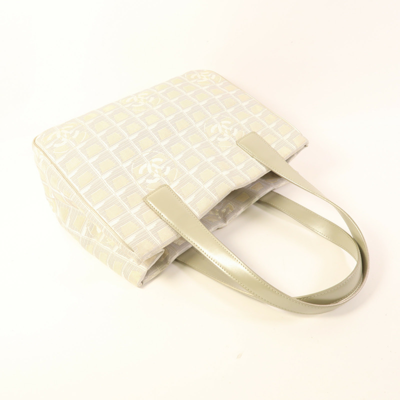 CHANEL 帆布Tote Bag銀扣肩背袋-7