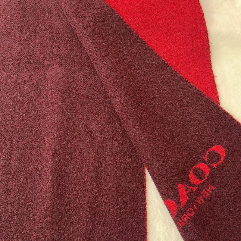 COACH 圍巾 字母logo  兩色雙面羊毛材質 長款流蘇頸巾-3