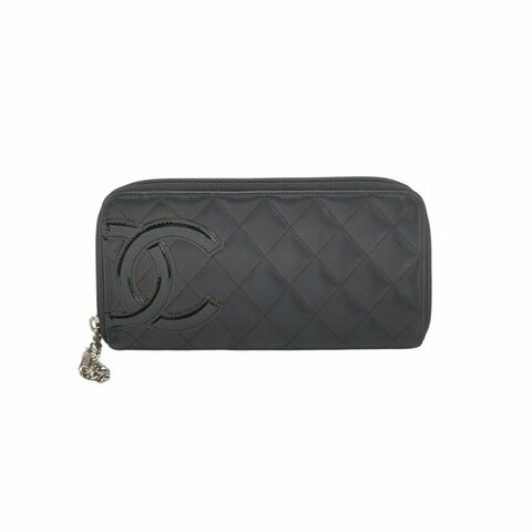 Chanel Cambon 牛皮 菱格絎縫 側邊 雙C Logo 錢包