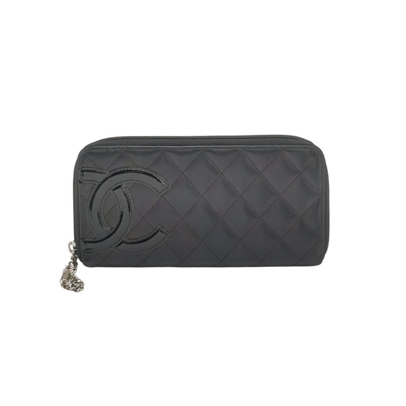 Chanel Cambon 牛皮 菱格絎縫 側邊 雙C Logo 錢包-0