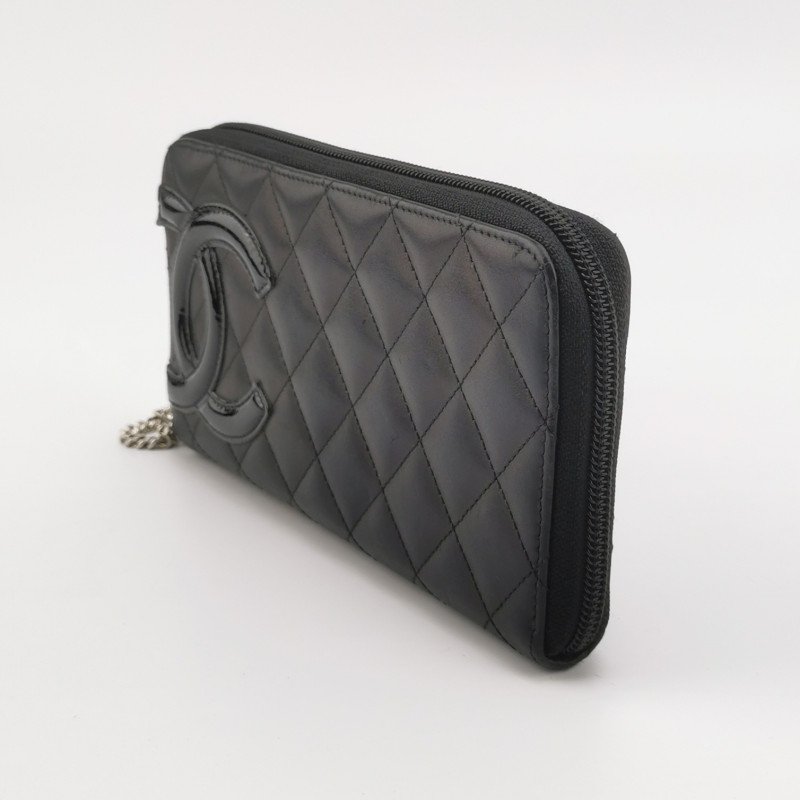 Chanel Cambon 牛皮 菱格絎縫 側邊 雙C Logo 錢包-1